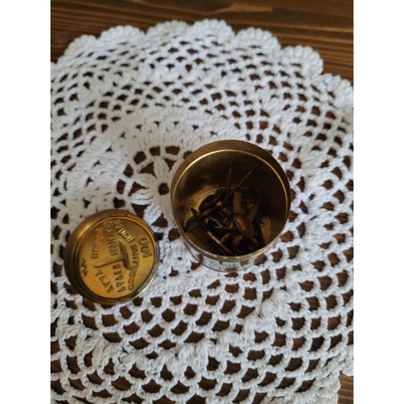 Antique Counting House flat Heads Paper Fasteners Tin - Picture 3 of 3